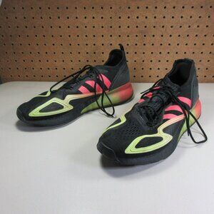 adidas mens black red chartreuse ZX 2K Boost running shoes 11.5 M